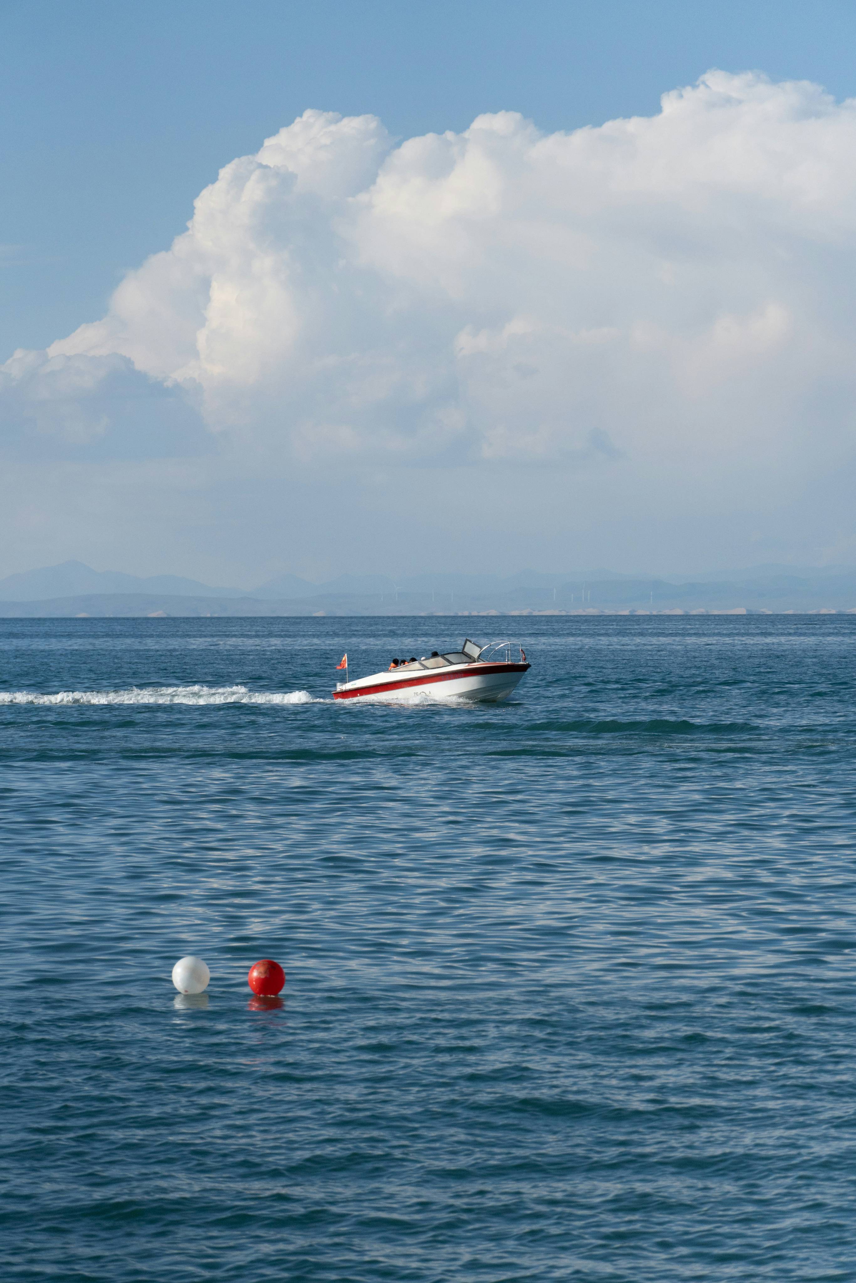 A speed boat in the middle of the ocean
