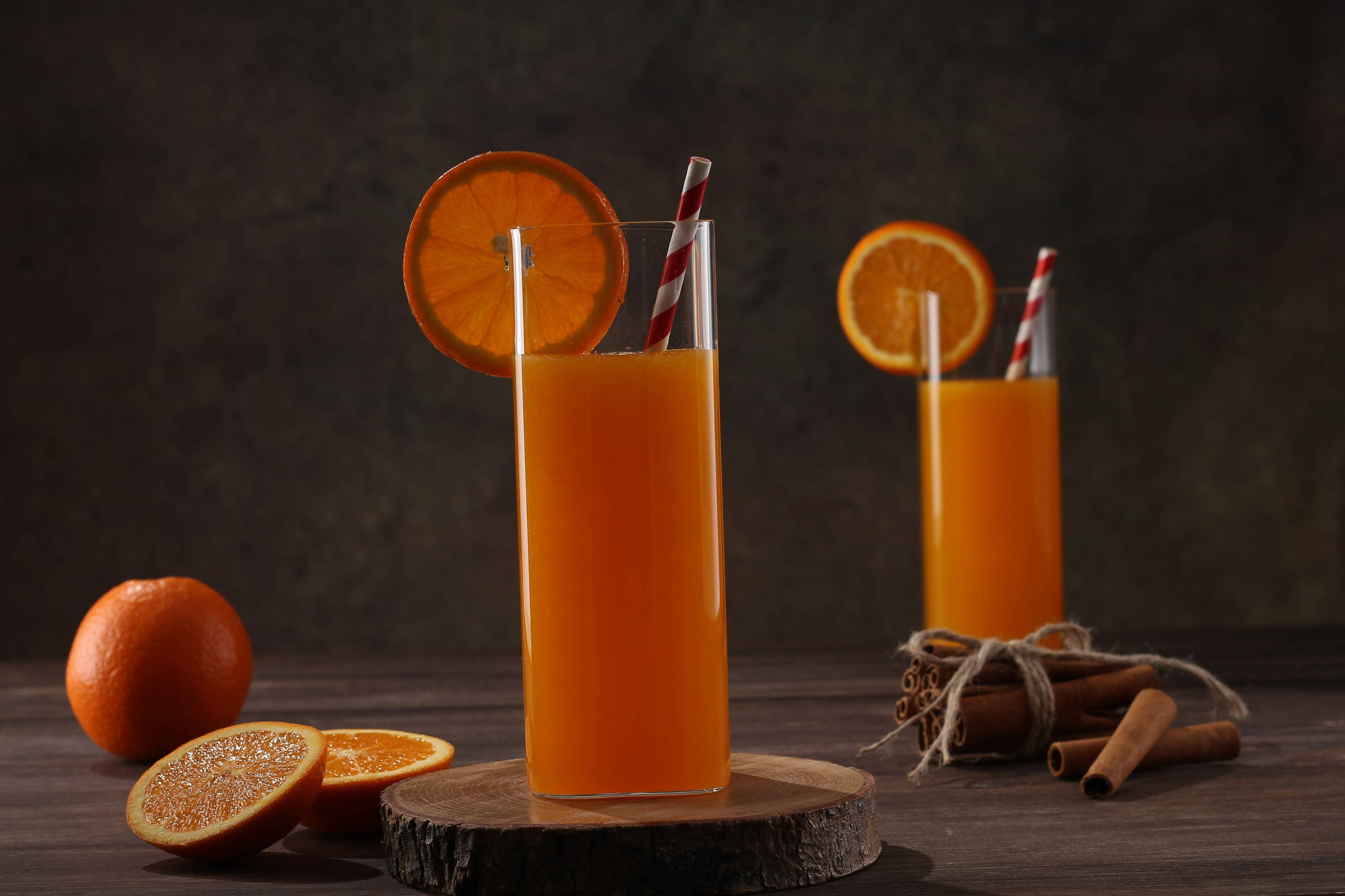 a glass of orange juice